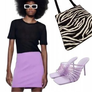 Zara Purple High Waisted Mini Skirt